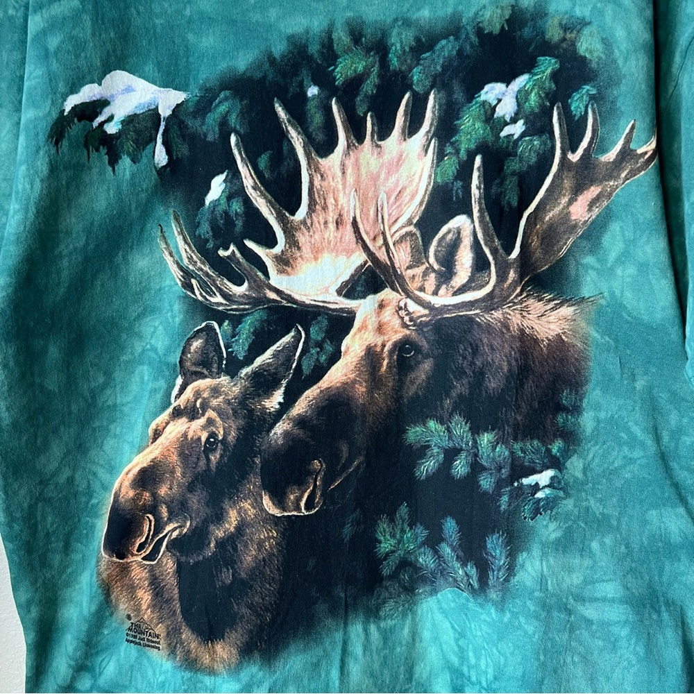 Vintage The Mountain Moose T-Shirt Men’s Large Green Nature Animal Wildlife NEW - Picture 3 of 10